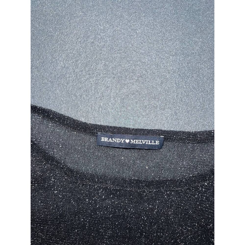 Brandy Melville Glitter Crop Top sheer Y2K Silver black crop ruf Small A008809 - Picture 5 of 6